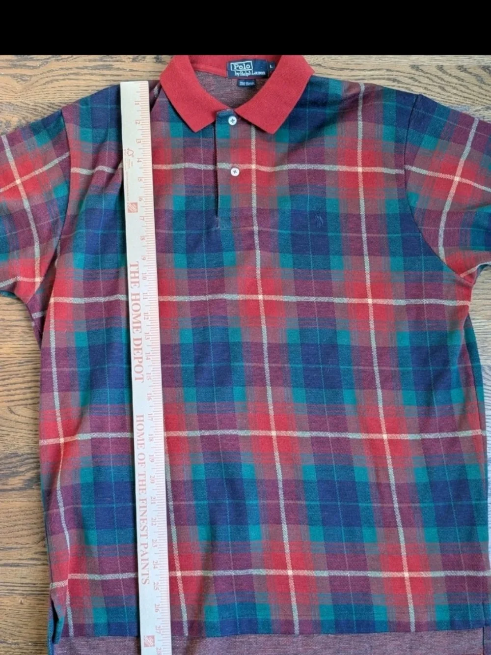 VTG Polo Ralph Lauren Men's Polo Sz Large Red Tartan Plaid Made In The USA 90's